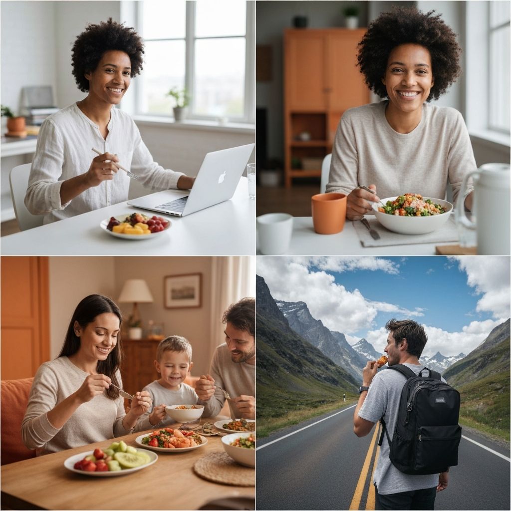 Menschen in verschiedenen Kontexten – Arbeit, zu Hause, unterwegs