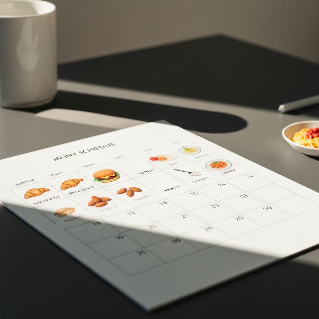 Ein moderner Arbeitstag mit Mahlzeiten und Pausen